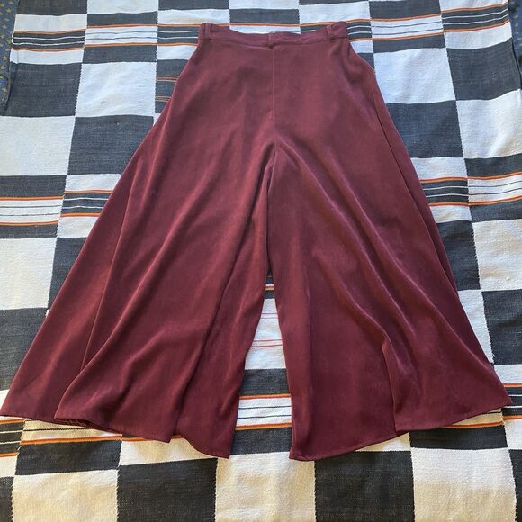 Scully Burgundy Super Wide Leg High Rise Suede Fabric Poly Pants. Size Small. - Picture 7 of 14